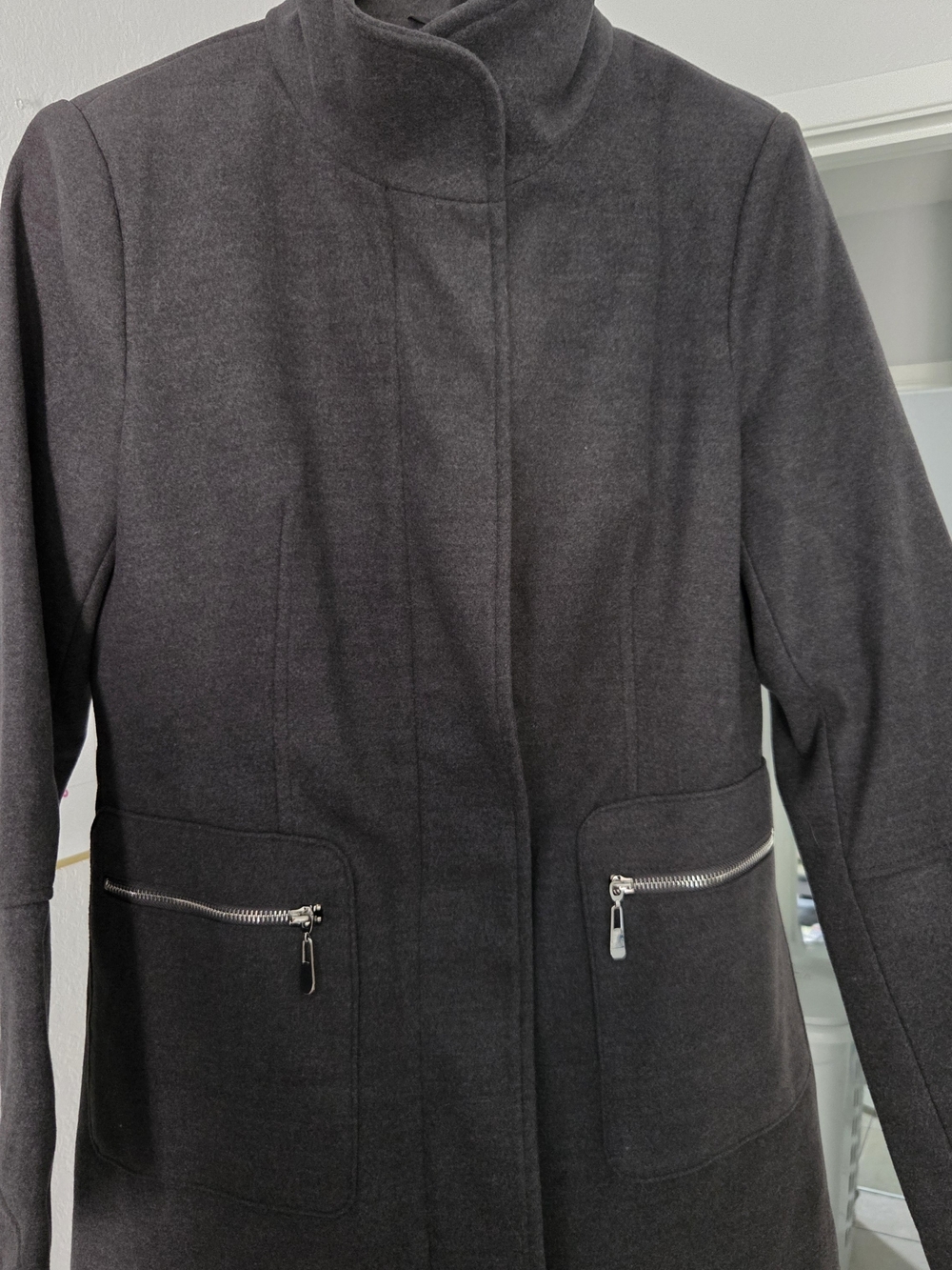 Maralyn & Me Dark Charcoal Zip-Pocket Trench Coat